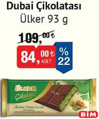 ÜLKER DUBAİ ÇİKOLATASI 93 G fiyat ve kampanya bilgisi